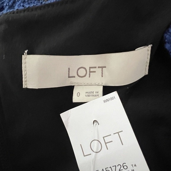 Loft Dress Womens 0 Royal Blue Tweed Textured Fit & Flare Office Workwear Career - Picture 7 of 8